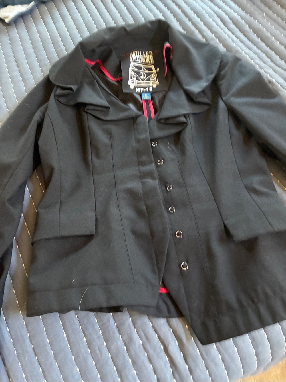 Millard Fillmore Black Ruffle Collar Women's Blazer